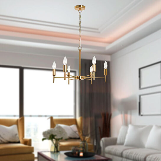 Apliqa Vaneo 6 Lı Gold Modern Genç Odası Mutfak Salon Avize