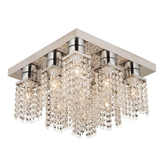 Apliqa Peter 9lu Krom Kristalli, Taşlı Modern Tasarım Kristal Salon Avize