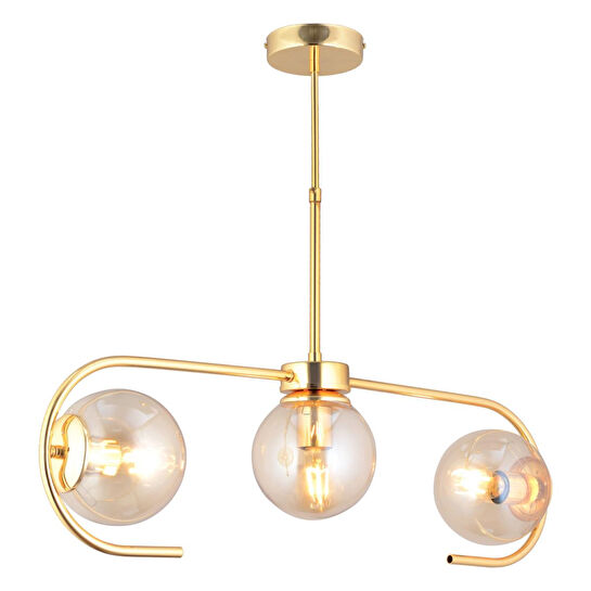 Apliqa Diaspor 3lü Sıralı Gold Modern Sarkıt Genç Odası Yatak Odası Retro Salon Avize