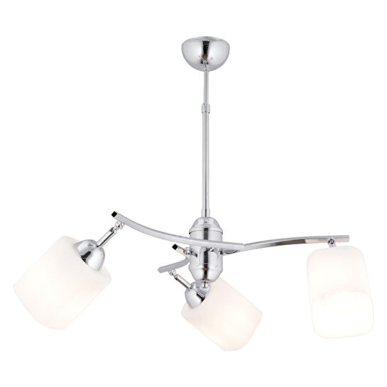 Apliqa Abbey 3'lü Krom Beyaz Camlı Yuvarlak Modern Oturma Odası Spot Salon Avize