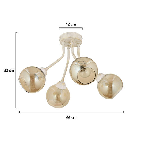Apliqa David 4lü Beyaz Silme Bal Camlı Modern Genç Odası Mutfaksalon Avize