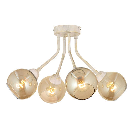 Apliqa David 4lü Beyaz Silme Bal Camlı Modern Genç Odası Mutfaksalon Avize