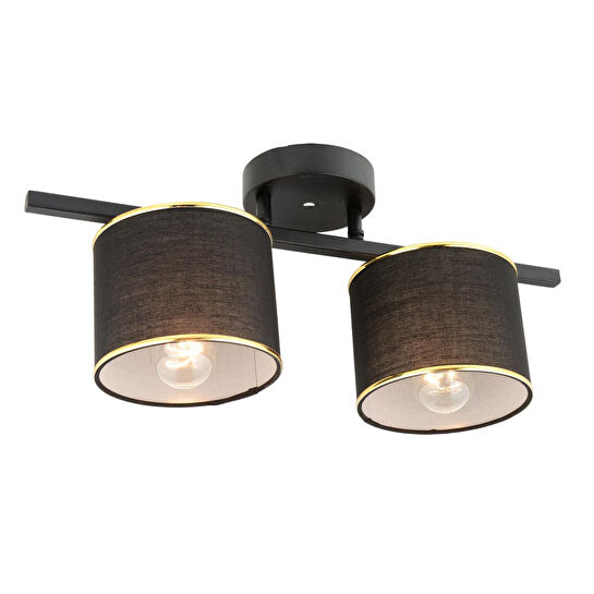 Apliqa Selina 2li Siyah Modern Plafonyer Genç Odası Mutfak Yatak Odası Avize