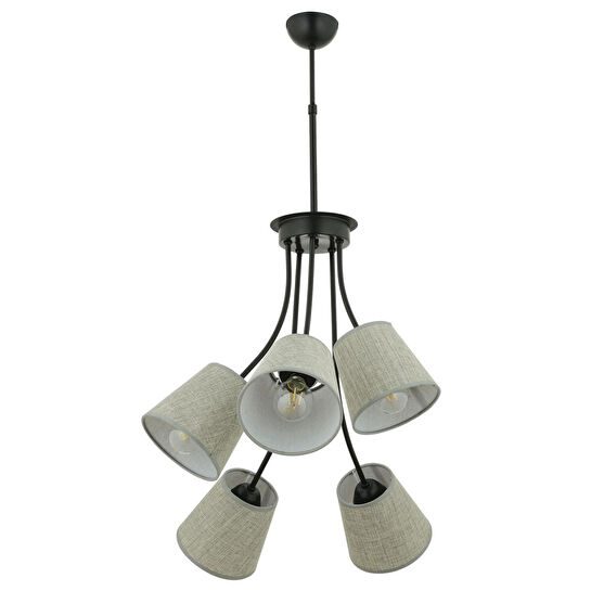 Apliqa Lara 5 Kollu Şapkalı Modern Retro Sarkıt Yatak Odası Salon Avize