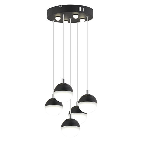 Apliqa Ekin 5'li Yuvarlak 47 Watt Siyah Ledli Kelebek Detaylı Modern Koridor, Yatak Odası Salon Sarkıt Led Avize