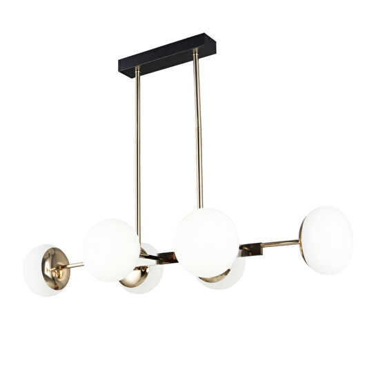 Apliqa Pura Sıralı Siyah Gold 60 Watt Modern Oturma Odası, Yemek Masası Üstü, Salon Avize