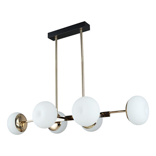 Apliqa Pura Sıralı Siyah Gold 60 Watt Modern Oturma Odası, Yemek Masası Üstü, Salon Avize