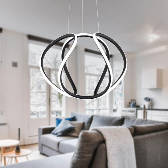 Apliqa Pietra Siyah Sarkıt 56 Watt Sarkıt 3 Renkli Ledli Modern Mutfak Banyo Led Salon Sarkıt Avize