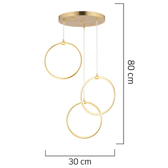 Apliqa Ruscello 3lü Gold Sarkıt 102 Watt Sarkıt Ledli Modern Mutfak Banyo Led Salon Sarkıt Avize