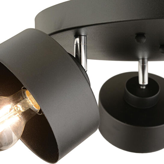 Apliqa Meriç 3'lü Siyah Plafonyer Modern Retro Genç Odası Mutfak Salon Avize