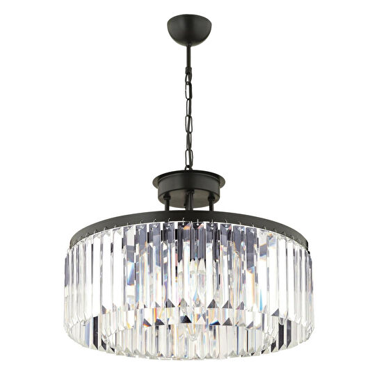 Apliqa Kanvas 45'lik Siyah Kristalli Taşlı Modern Tasarım Kristal Salon Avize