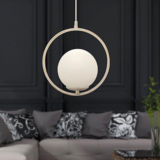 Apliqa Luis Tekli Beyaz Silme Sarkıt Beyaz Camlı Modern Sarkıt Mutfak Salon Sarkıt Avize