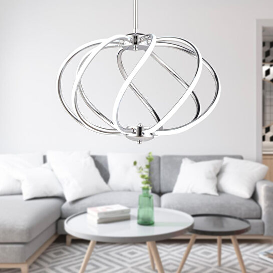 Apliqa Gestel Krom Sarkıt 88 Watt Sarkıt Ledli Modern Mutfak Banyo Led Salon Sarkıt Avize