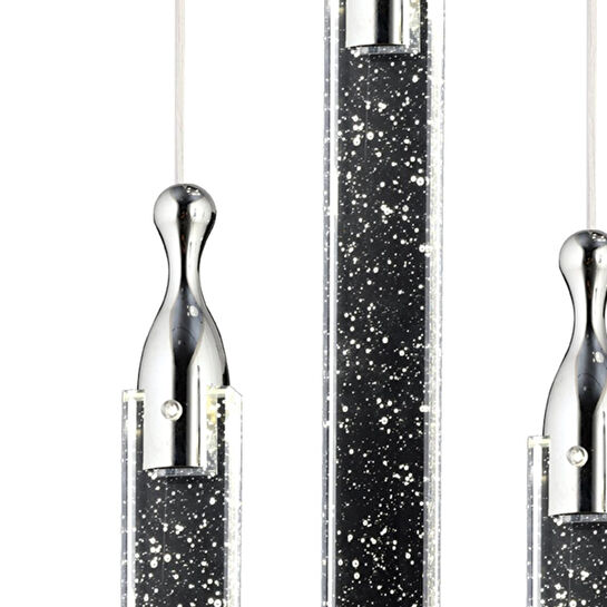 Apliqa Klaus 3'lü Yuvarlak 3 Renkli 48 Watt Krom Kristal Ledli Modern Oturma Odası Salon Sarkıt Avize