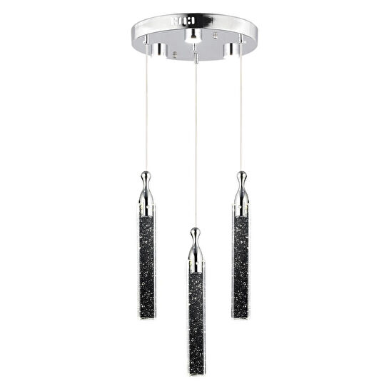 Apliqa Klaus 3'lü Yuvarlak 3 Renkli 48 Watt Krom Kristal Ledli Modern Oturma Odası Salon Sarkıt Avize