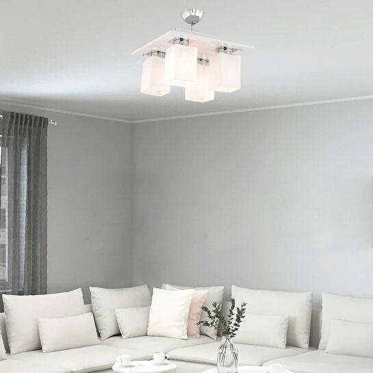 Apliqa Atlas 4 Lü Beyaz Kare Modern Genç Odası Mutfak- Banyo Mutfak Salon Spot Avize