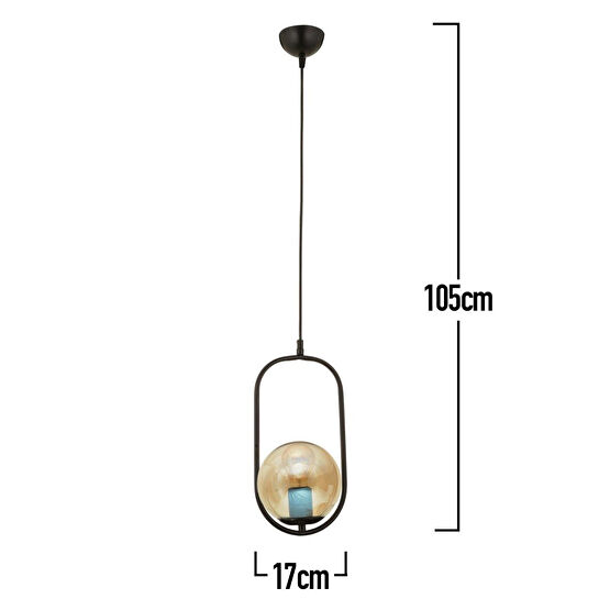 Apliqa Lorin Tekli Siyah Bal Camlı Modern Sarkıt Mutfak Salon Sarkıt Avize