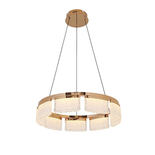 Apliqa Rosae 50'lik Gold Krisatal Yuvarlak Sarkıt Salon Led Avize