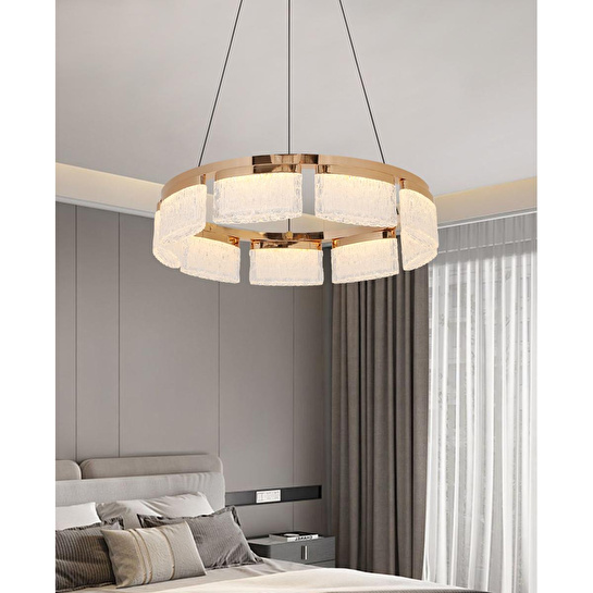 Apliqa Rosae 50'lik Gold Krisatal Yuvarlak Sarkıt Salon Led Avize