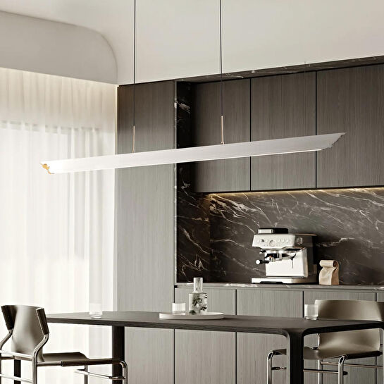 Apliqa Late Gri Sıralı Yemek Masası Üstü 30 Watt Modern Sarkıt Salon Led Avize