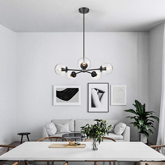 Apliqa Venon 5 Li Siyah Modern Genç Odası Mutfak Retro Salon Avize