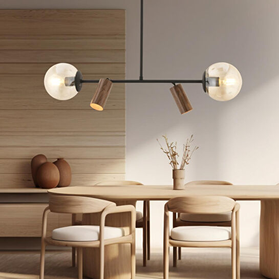 Apliqa Alkan Siyah 4lü Sarkıt Modern Retro Tasarım Spot Avize