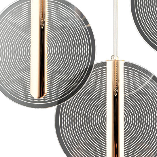 Apliqa Dustin 6'lı Yuvarlak 3 Renk 80 Watt Gold Kristal Ledli Modern Oturma Odası Salon Sarkıt Avize