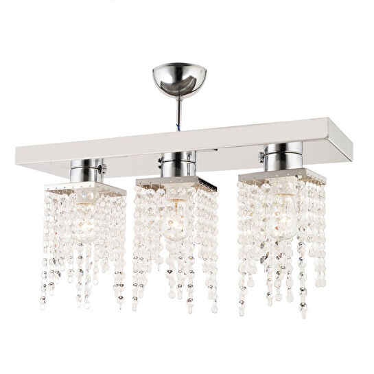 Apliqa Nikola 3lü Krom Kristalli Taşlı Modern Tasarım Kristal Salon Avize