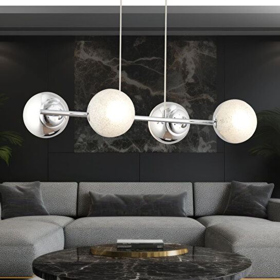 Apliqa Berca 4lü Krom Avi̇ze Modern Mutfak Yemek Masası Üstü Yatak Odası Salon Avize