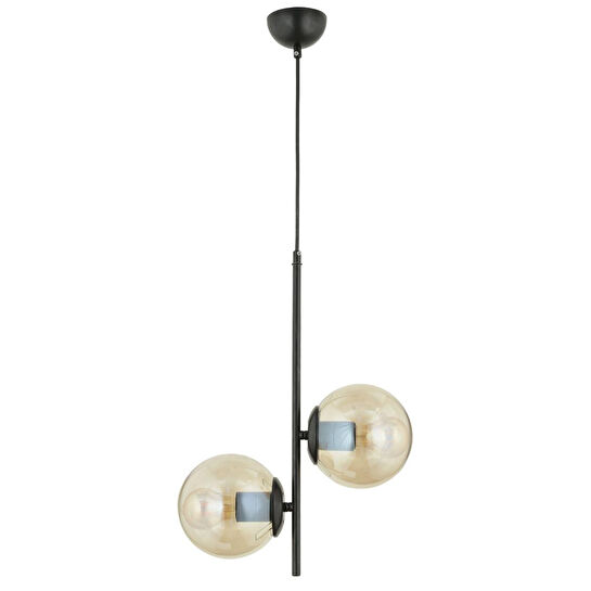 Apliqa Malibu 2 Li Siyah Bal Camlı Modern Genç Odası Mutfak Yatak Odası Retro Salon Avize