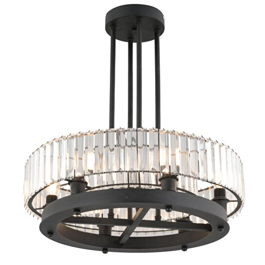 Apliqa Azalea 6lı Siyah Kristalli Taşlı Modern Tasarım Kristal Büyük Salon Avize