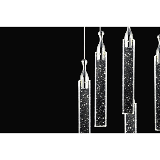 Apliqa Klaus 5'li Yuvarlak Krom Kristal Ledli Modern Oturma Odası Salon Sarkıt Avize