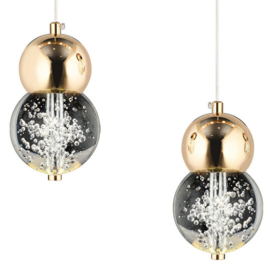 Apliqa Sasha 5'li Sıralı 3 Renkli 57 Watt Gold Kristal Ledli Modern Oturma Odası Salon Sarkıt Avize