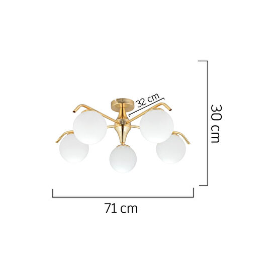 Apliqa Diaspor 5li Yuvarlak Gold Modern Sarkıt Genç Odası Yatak Odası Retro Salon Avize