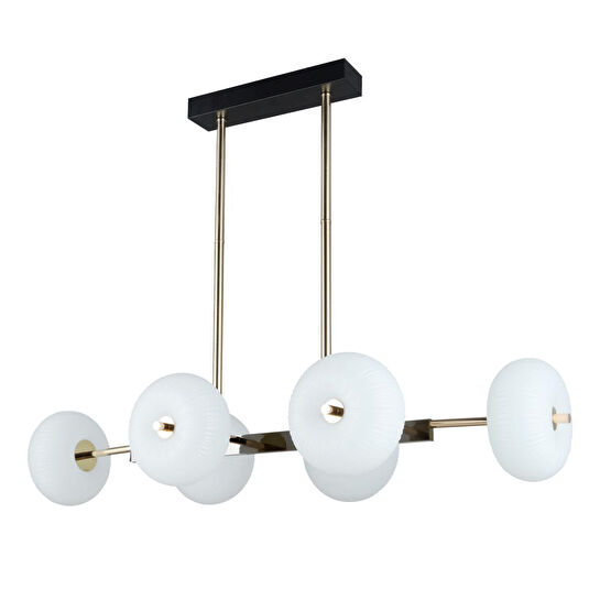 Apliqa Sanya Sıralı 60 Watt Siyah Gold Modern Oturma Odası, Yemek Masası Üstü, Salon Avize