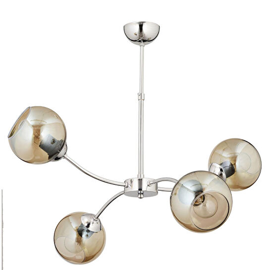 Apliqa Ecvet 4lü Krom Modern Oturma Odası Yatak Odası Salon Avize