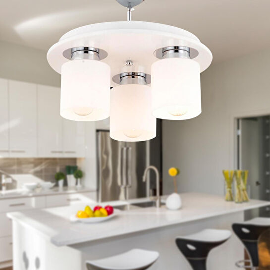 Apliqa Atlas 3 Lü Yuvarlak Beyaz Modern Genç Odası Mutfak- Banyo Mutfak Salon Spot Avize