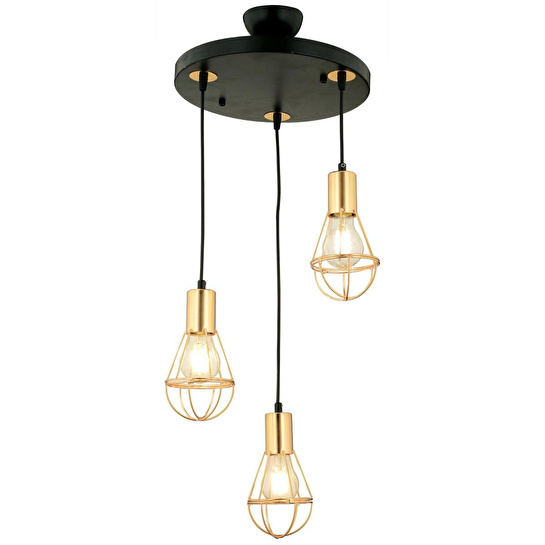 Apliqa Ciri 3 Lü Yuvarlak Gold Kaplama Tel Sarkıt Modern Genç Odası Mutfak Oturma Odası Salon Sarkıt Avize