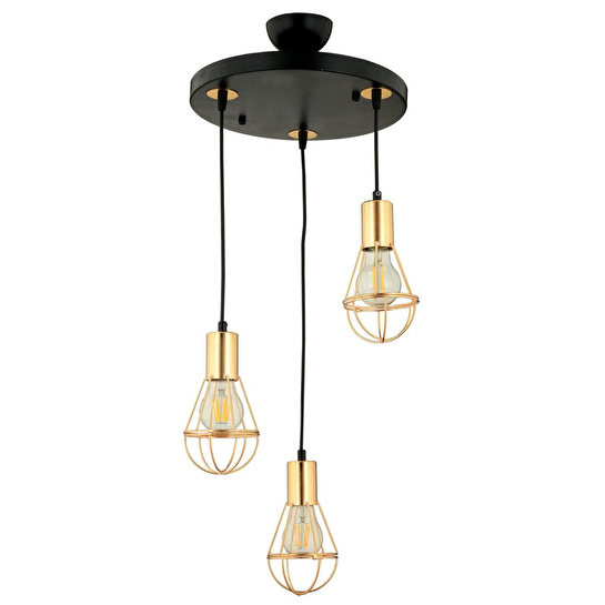 Apliqa Ciri 3 Lü Yuvarlak Gold Kaplama Tel Sarkıt Modern Genç Odası Mutfak Oturma Odası Salon Sarkıt Avize