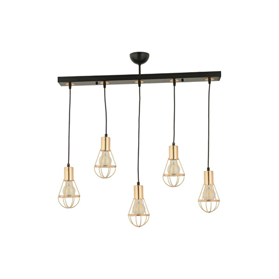 Apliqa Ciri 5 Li Sıralı Gold Kaplama Tel Sarkıt Modern Genç Odası Mutfak Oturma Odası Salon Sarkıt Avize