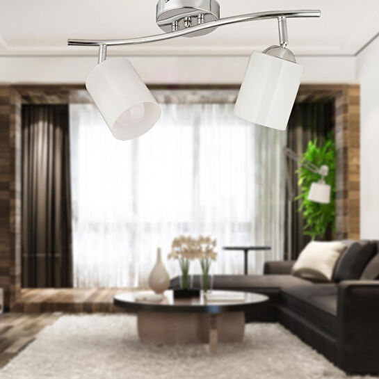 Apliqa Riley 2li Krom Spot Bardak Camlı Modern Koridor Mutfak Salon Plafonyer Avize