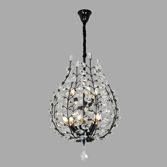 Apliqa Donna Siyah 55'lik Kristal Taşlı Modern Koridor, Salon Avize