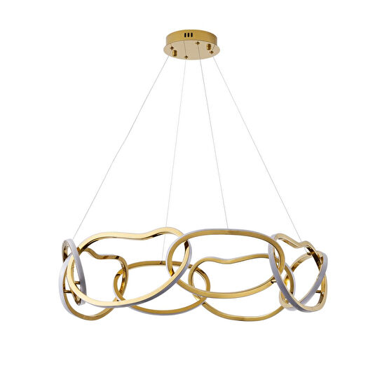 Apliqa Quon 8'li Gold 150 Watt Yuvarlak Modern Sarkıt Salon Led Avize