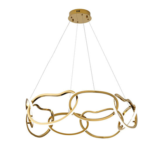 Apliqa Quon 8'li Gold 150 Watt Yuvarlak Modern Sarkıt Salon Led Avize