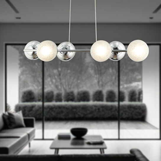 Apliqa Berca 6li Krom Avi̇ze Modern Mutfak Yemek Masası Üstü Yatak Odası Salon Avize