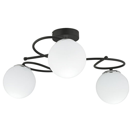 Apliqa Rodonit 3lü Siyah Krom Beyaz Camlı Modern Sarkıt Genç Odası Yatak Odası Retro Salon Avize