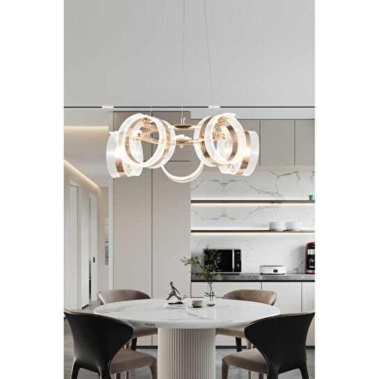 Apliqa Linea 5'li Gold Yuvarlak Salon Sarkıt Led Avize