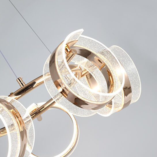 Apliqa Linea 5'li Gold Yuvarlak Salon Sarkıt Led Avize