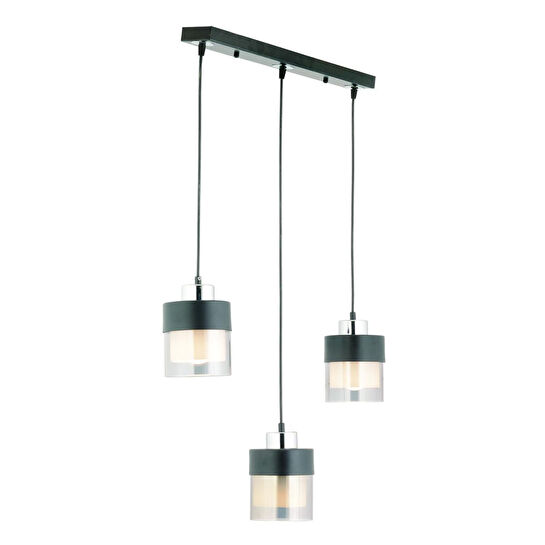 Apliqa Boris 3 Lü Sıralı Siyah-krom Sarkıt Modern Genç Odası Mutfak Salon Sarkıt Avize