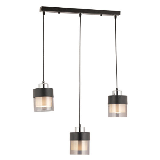 Apliqa Boris 3 Lü Sıralı Siyah-krom Sarkıt Modern Genç Odası Mutfak Salon Sarkıt Avize